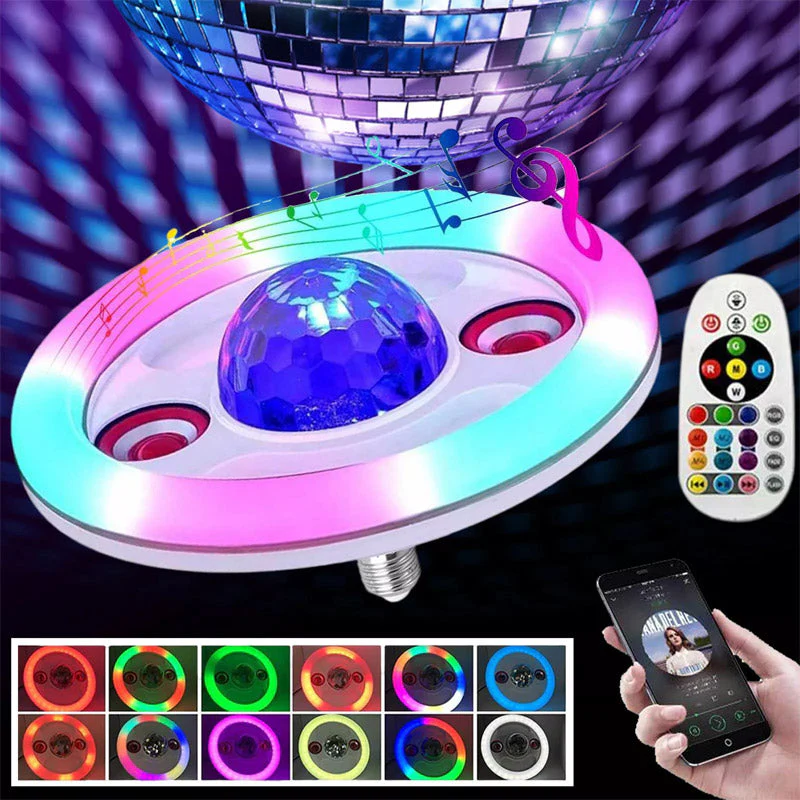 خرید لامپ رقصنور هوشمند اسپیکردار مدل SMILE DISCO MUSIC LIGHT OT-2