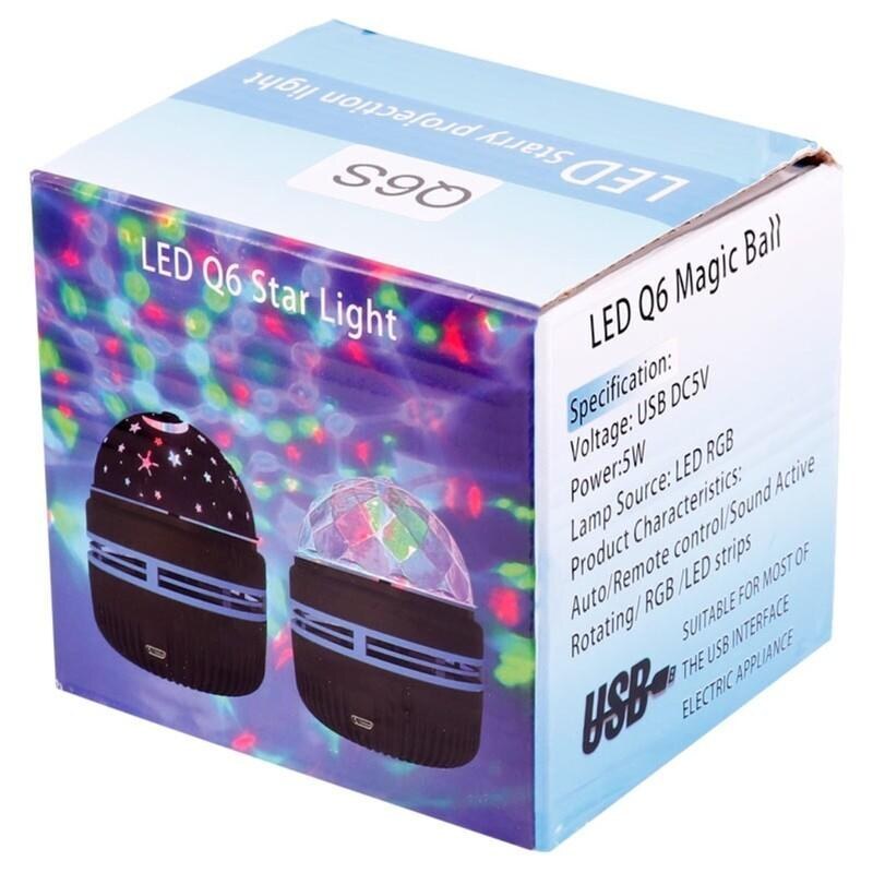 چراغ رقص نور شارژی طرح شفق LED Q6 Magic Ball ریموت کنترل