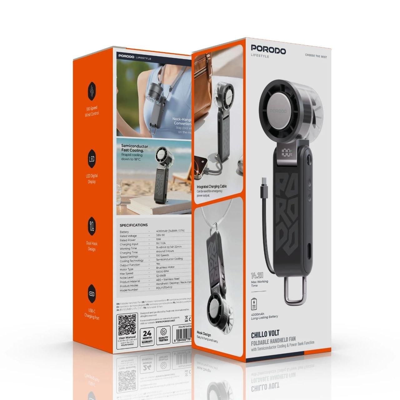 فن دستی شارژی تاشو پرودو مدل Chillo Volt مدل SM102