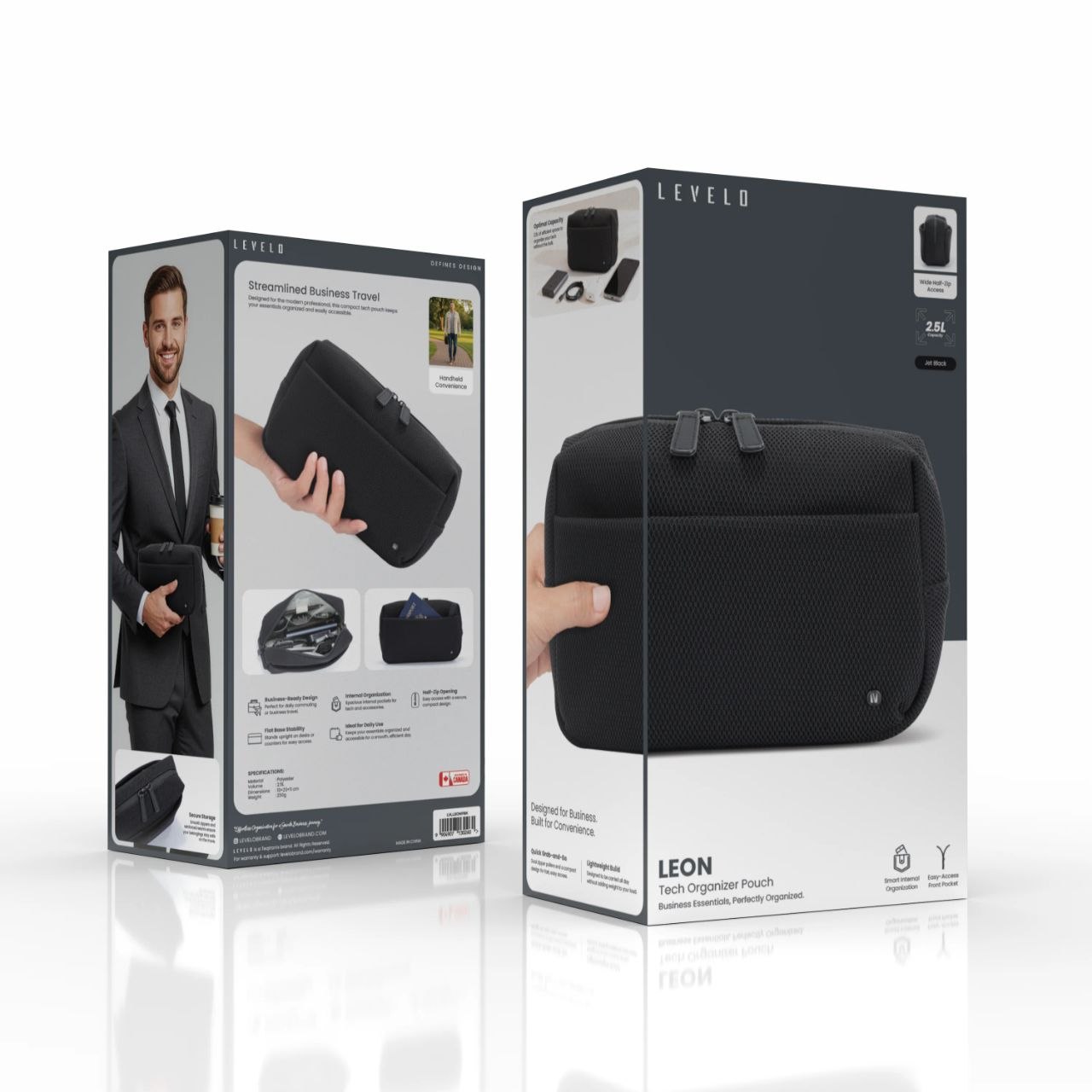 کیف همراه نظم‌دهنده وسایل دیجیتال (Tech Organizer Pouch) از برند LEVELO مدل LEON