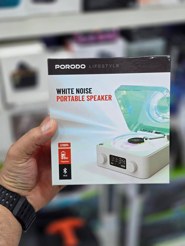 اسپیکر قابل حمل و دستگاه طرح گرامافون (White Noise) از برند Porodo Lifestyle