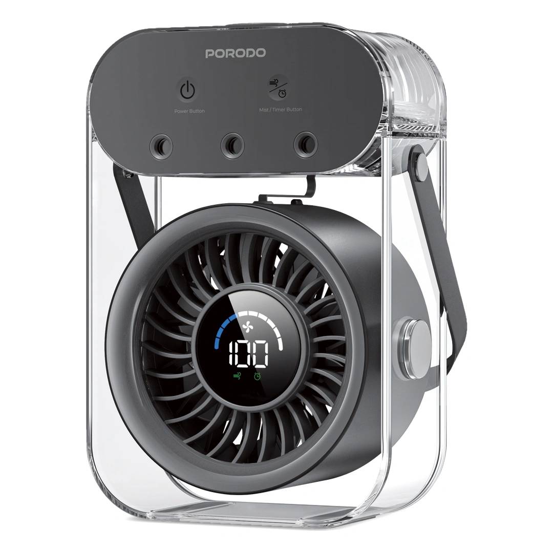 پنکه شارژی و رطوبت‌ساز (مست فن - Mist Fan) قابل حمل از برند Porodo Lifestyle مدل PDLFSTZH26