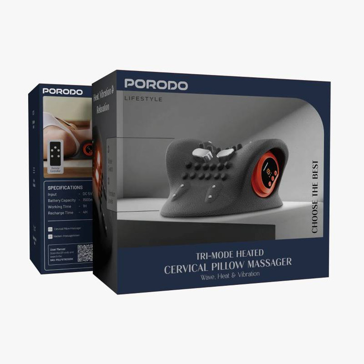 ماساژور بالش گردنی گرم شونده سه حالته Porodo Lifestyle با موج گرما و لرزش مدل STBZ02