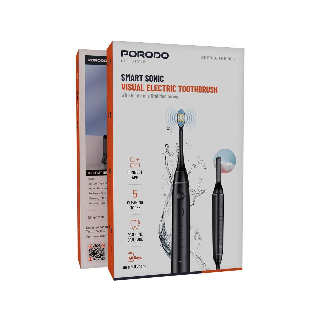 مسواک برقی هوشمند و تصویری برند پورودو (Porodo Lifestyle - Smart Sonic Visual Electric Toothbrush)