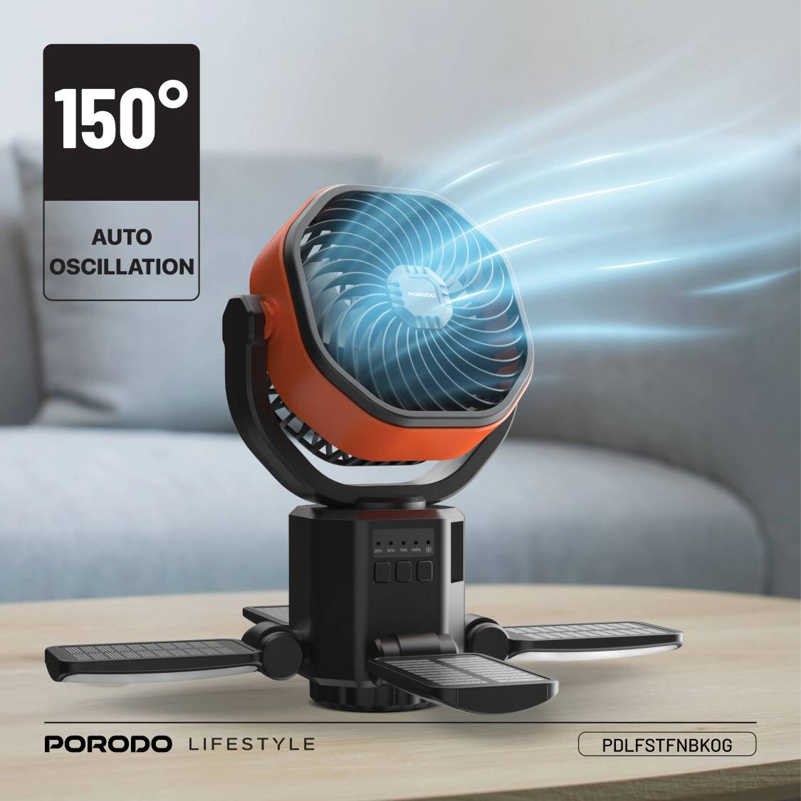 پنکه خورشیدی سفری پورودو Porodo Lifestyle Suncharge Outdoor Solar Fan