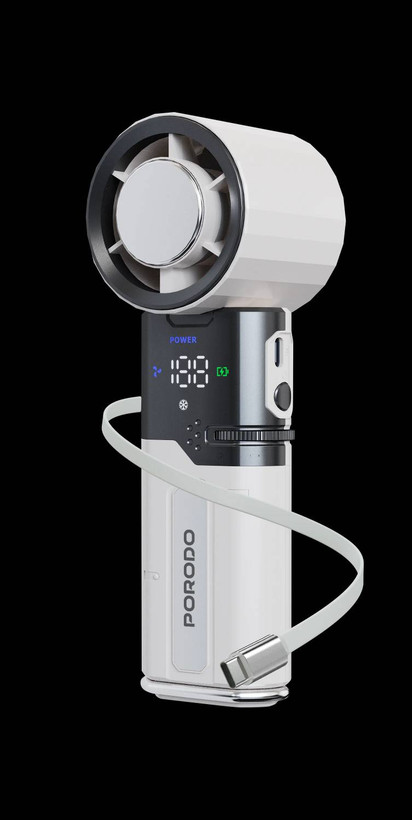 فن دستی شارژی و پاوربانک پرتابل Porodo Lifestyle Chillo Plus مدل MF120