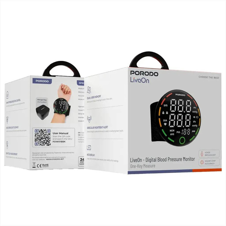 فشارسنج دیجیتالی مچی Porodo LiveOn (مدل PDW01B)