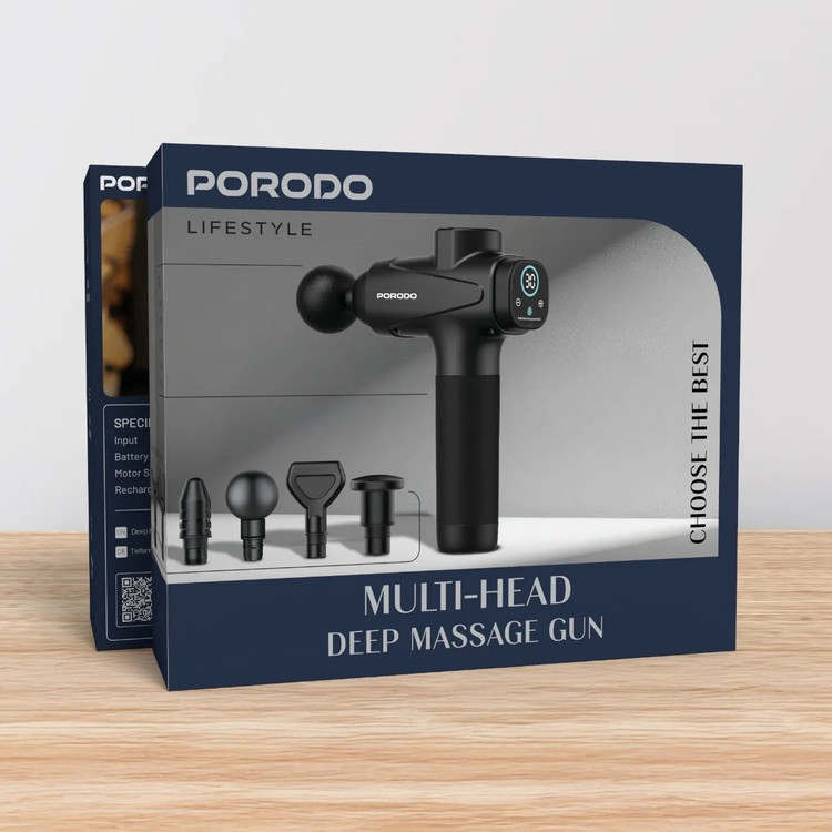 دستگاه ماساژور تفنگی (Massage Gun) از برند Porodo (سری Lifestyle) مدل PD-LFSTNS06BK | چکاوک گالری