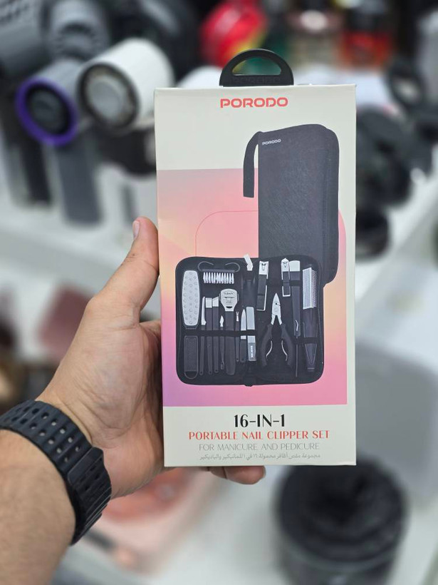 ست ۱۶ تکه ناخنگیر و مانیکور مدل PDLFST8010 برند PORODO