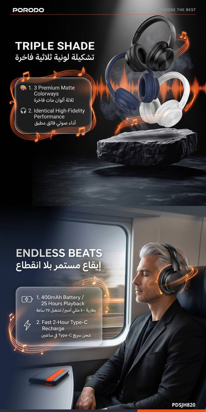 هدفون بیسیم و باسیم پرودو سری Soundtec مدل PDSJH820