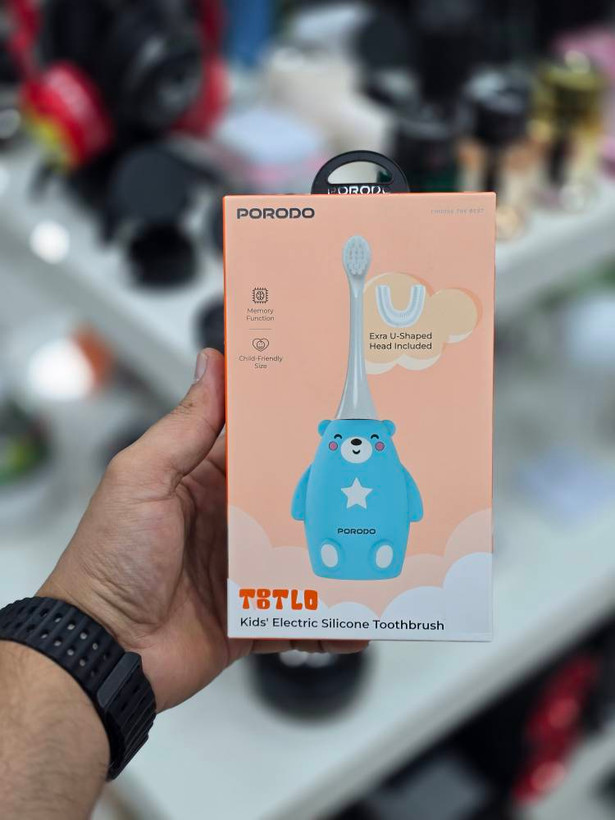 مسواک برقی کودکانه Porodo Lifestyle Totlo (مدل PDLFSTZ2U) با طراحی جذاب و فانتزی طرح خرس آبی