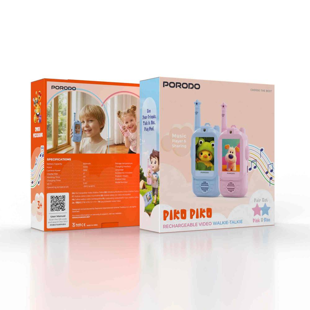 واکی‌تاکی ویدیویی شارژی (Pair Set) برای کودکان مدل Piko Piko برند Porodo