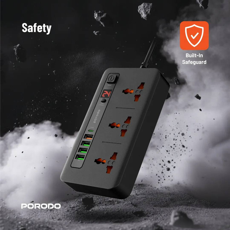 چندراهی و هاب شارژ هوشمند از برند Porodo مدل سری PD-FWCH013 با کابل ۲ متری
