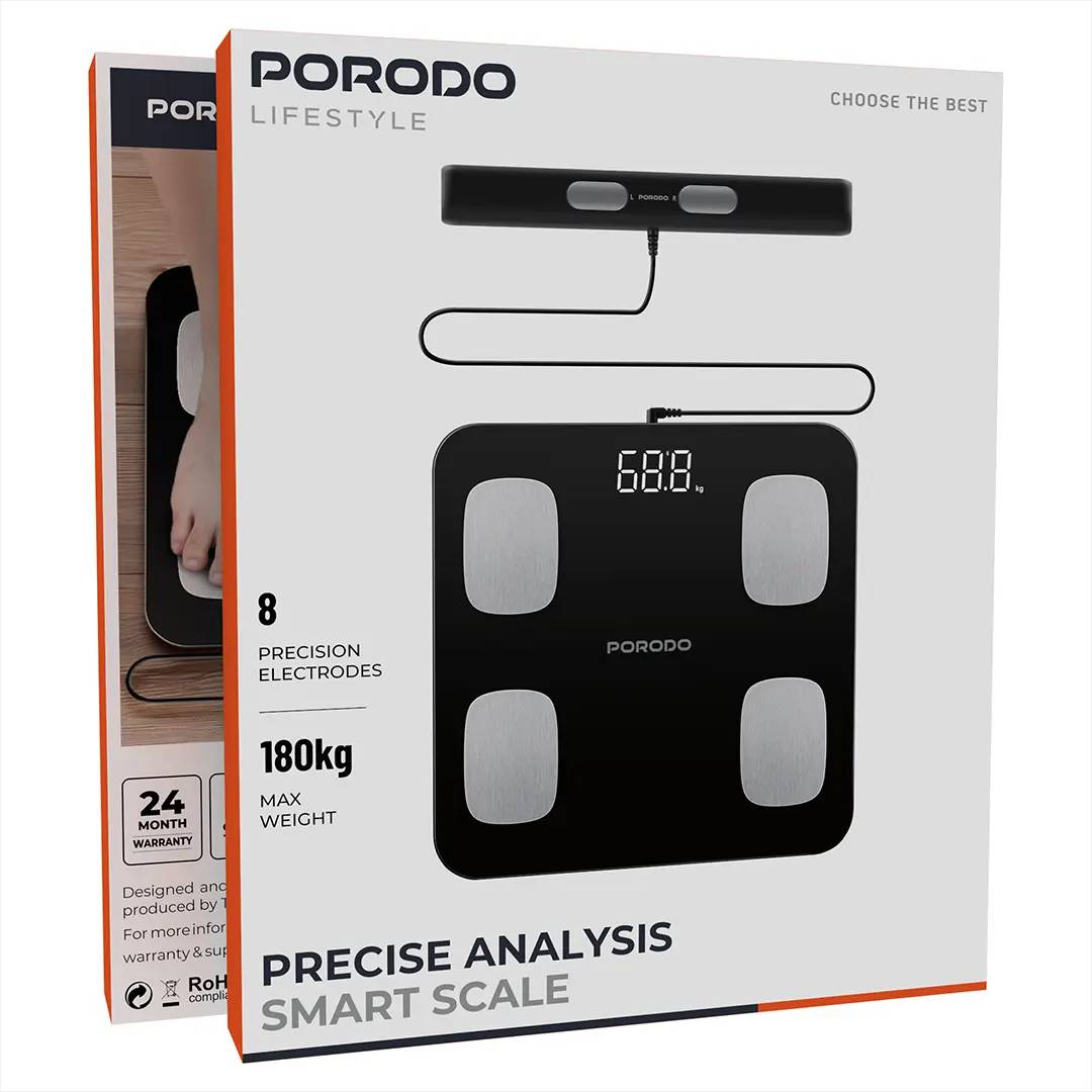 ترازو و آنالیزور هوشمند بدن کد PDLFST089BK برند Porodo  (Porodo Lifestyle Precise Analysis Smart Scale)